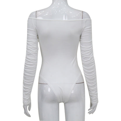 Jumpsuit for Women Clothing off Shoulder Crumple LongSleeve High Waist
