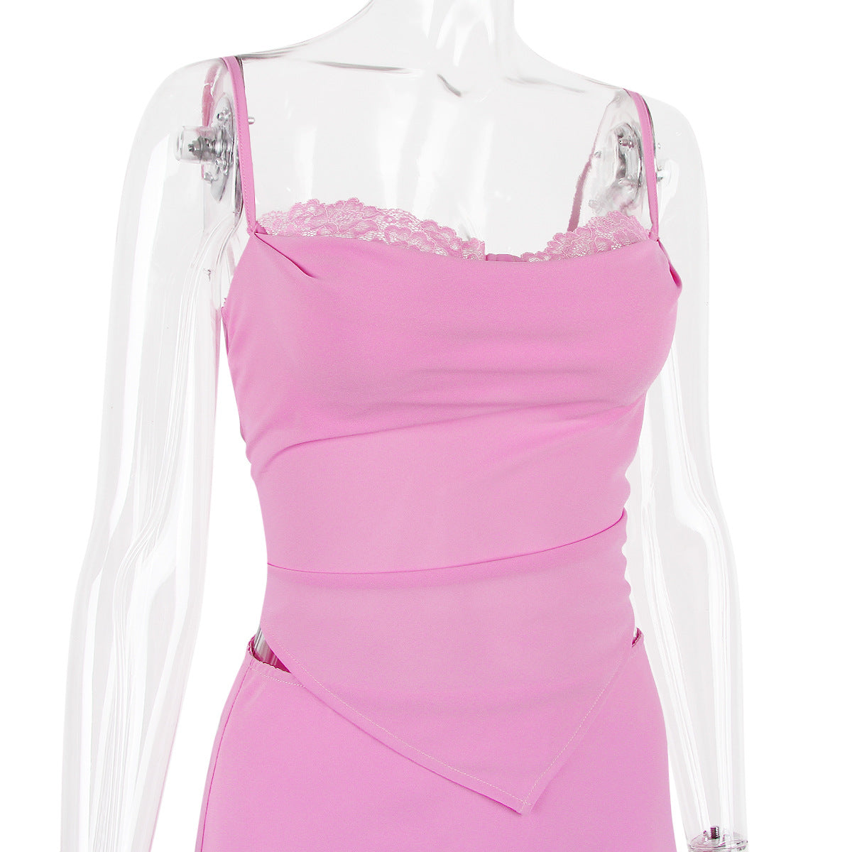 Gown for Women Sexy hem Irregular Asymmetric Small Sling Sexy Set lace