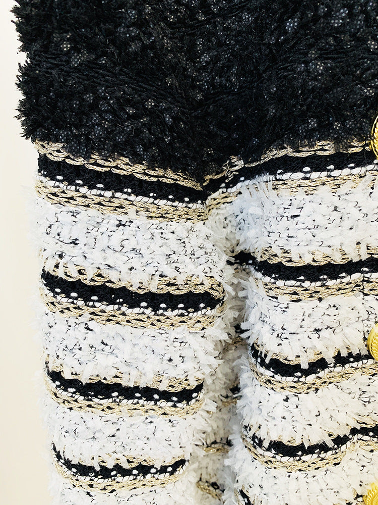 winter knitted coat Autumn Winter  Lion Button Striped Color Cardigan