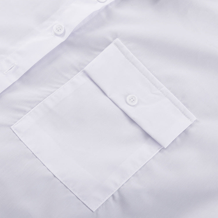 Autumn Women Long Sleeved Collared Shirt Women Niche Tie White Shirt