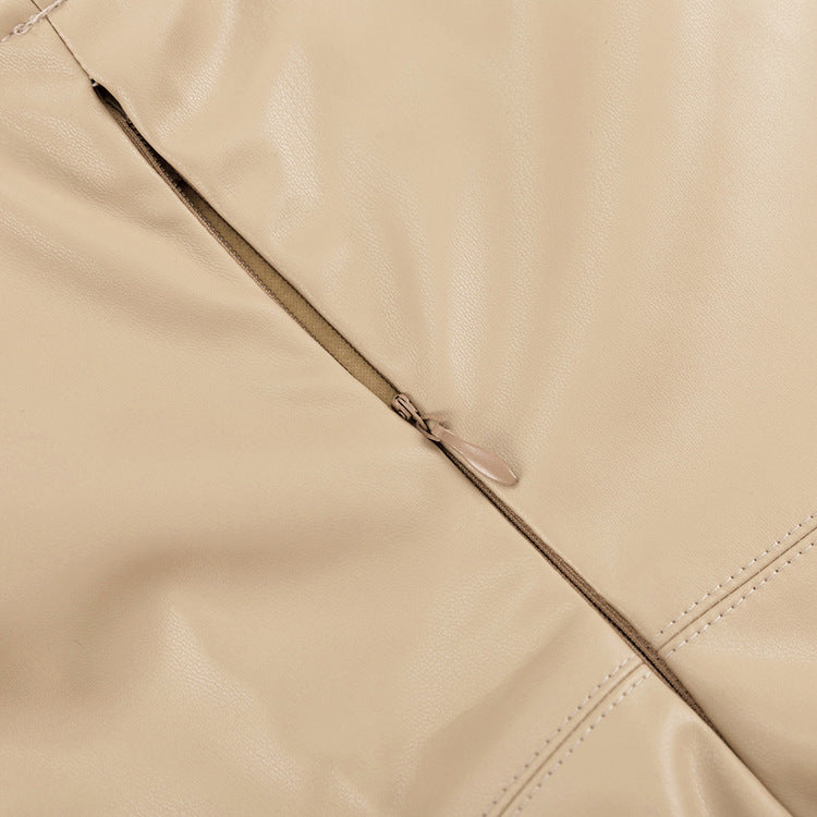 Leather Top Outdoor wear Design Solid Color Faux Strap Tube Street Out