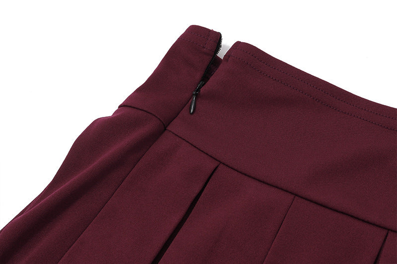 Spring Shoulder Top Pleated Skirt Set