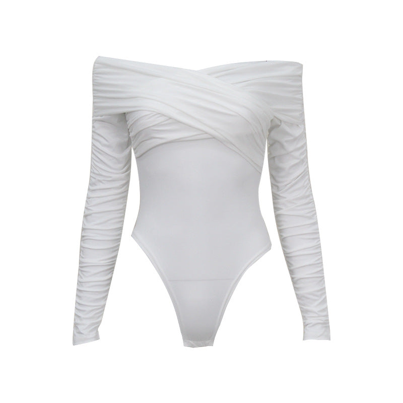 Jumpsuit for Women Clothing off Shoulder Crumple LongSleeve High Waist
