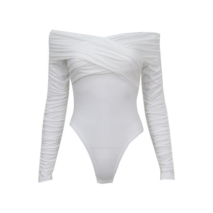 Jumpsuit for Women Clothing off Shoulder Crumple LongSleeve High Waist