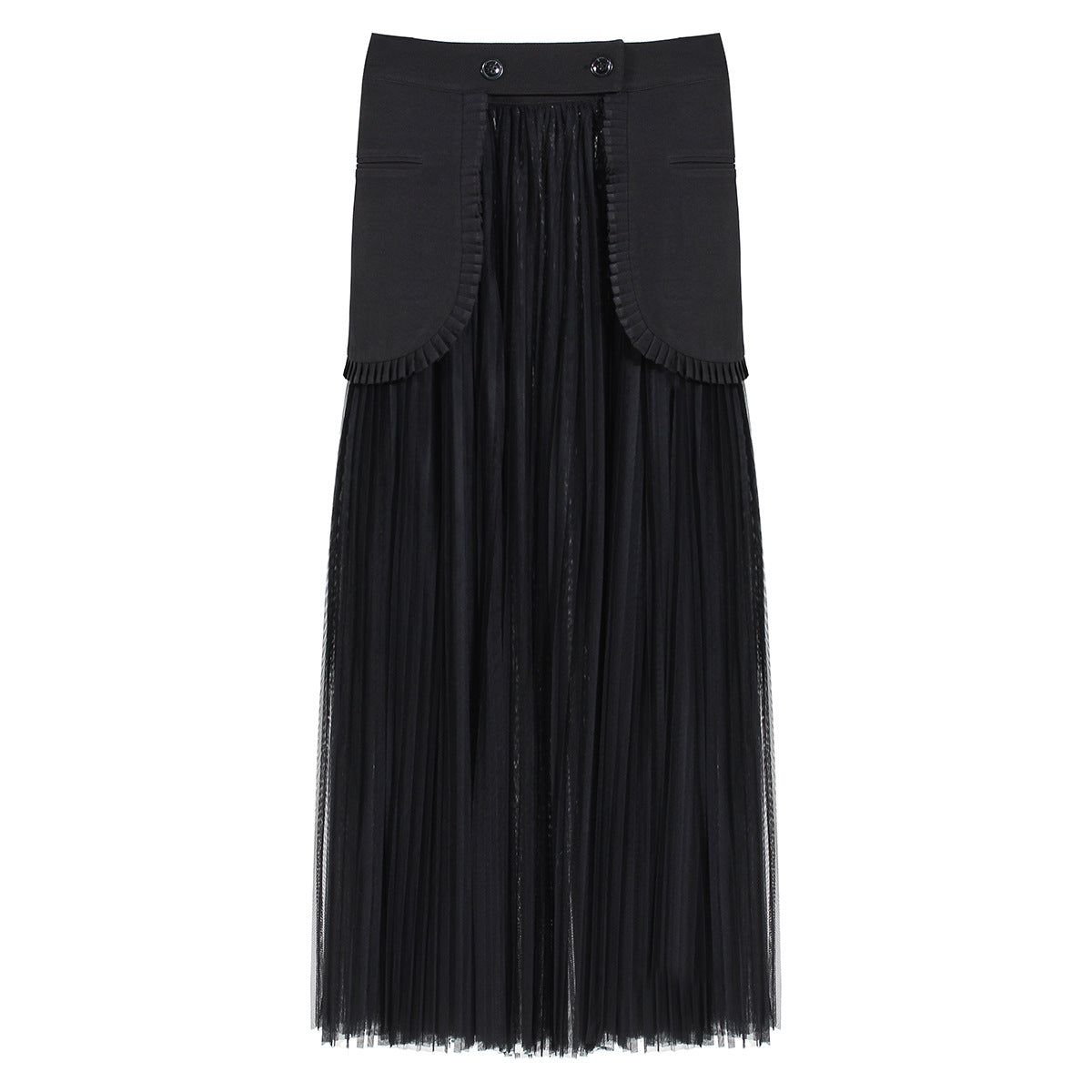 mesh maxi skirt Two Piece Spring Elegant Long Mesh Pleated for Women