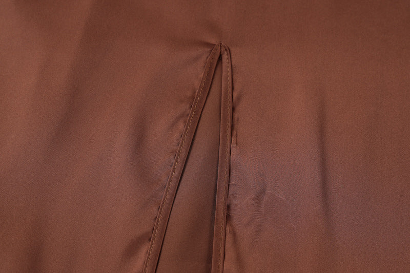 Women Clothing Dress Summer Sexy Backless Slited Solid Color Tied gown