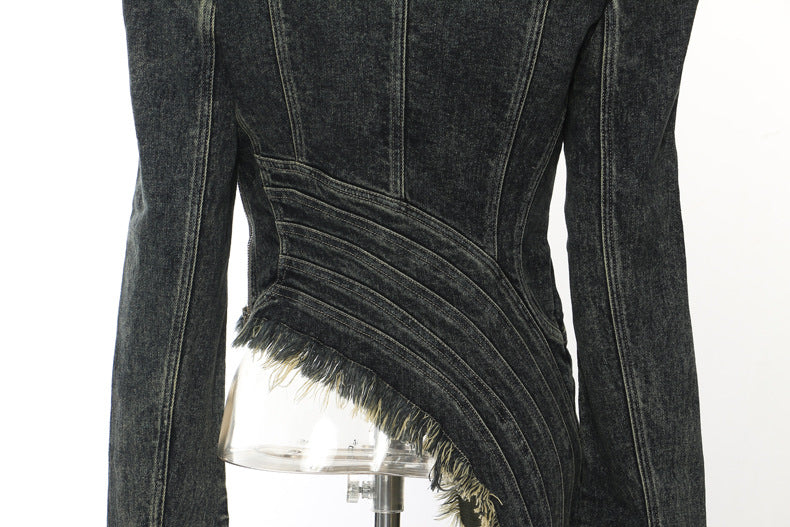 Suit Coat Jacket Black Blazer Asymmetric Hollow Suit Autumn Irregular.