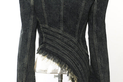 Suit Coat Jacket Black Blazer Asymmetric Hollow Suit Autumn Irregular.