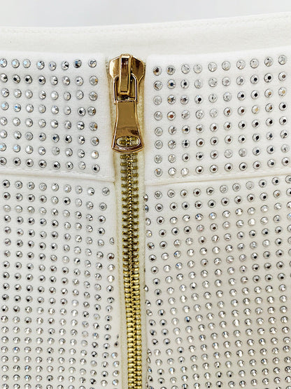   Knitted Top  Net Yarn Stitching Drilling Top Drilling Skirt