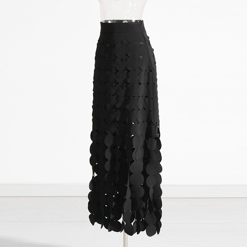 Skirt High Waist Dress Early Spring Stitching Wafer Tassel Skirt