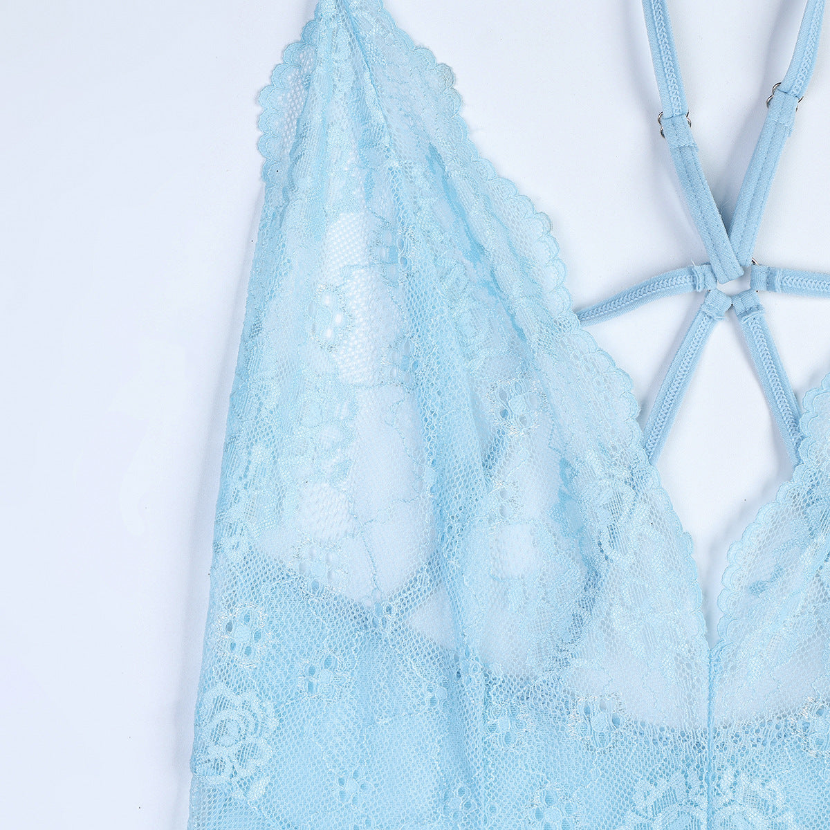 sexy lace lingerie Light Blue French Thin Lace Underwear Sexy V neck 