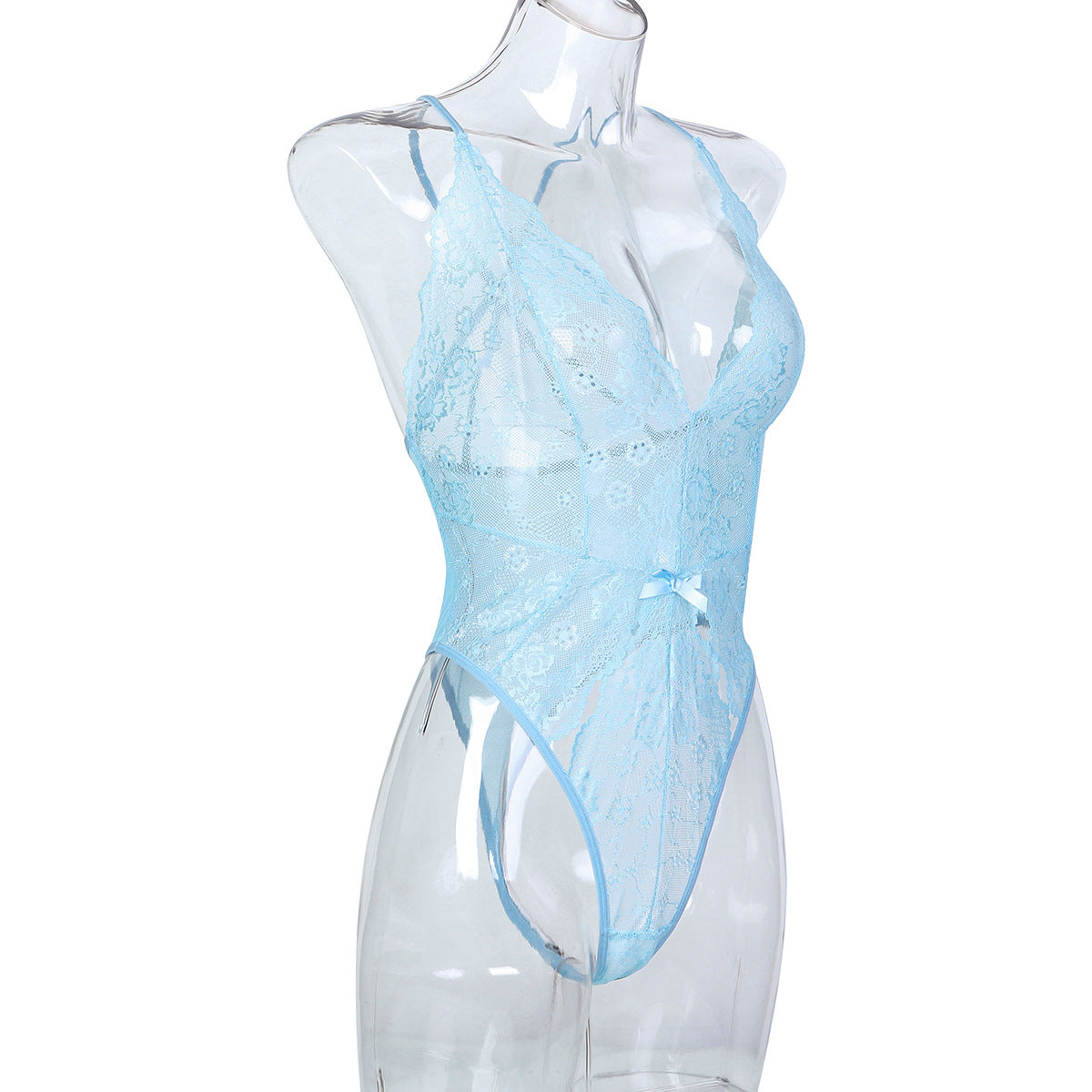 sexy lace lingerie Light Blue French Thin Lace Underwear Sexy V neck 
