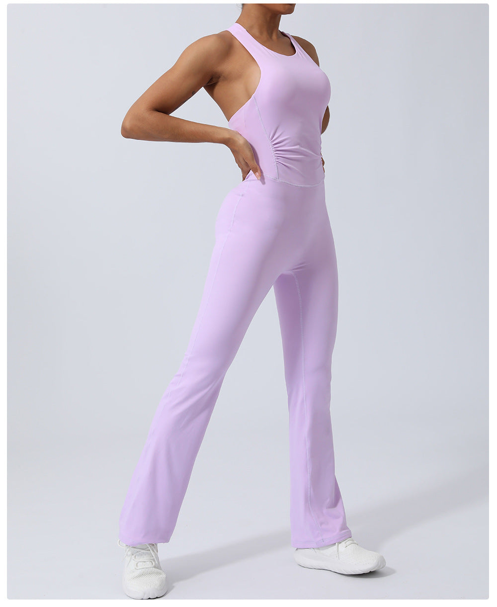 Skinny Yoga Sports Workout Clothes Belly Shaping Micro Yoga Jumpsuit. 