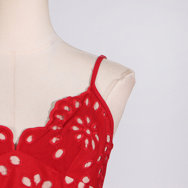 Straps Maxi Dress Slim Fit Slimming Embroidered Crocheted woman Dress.