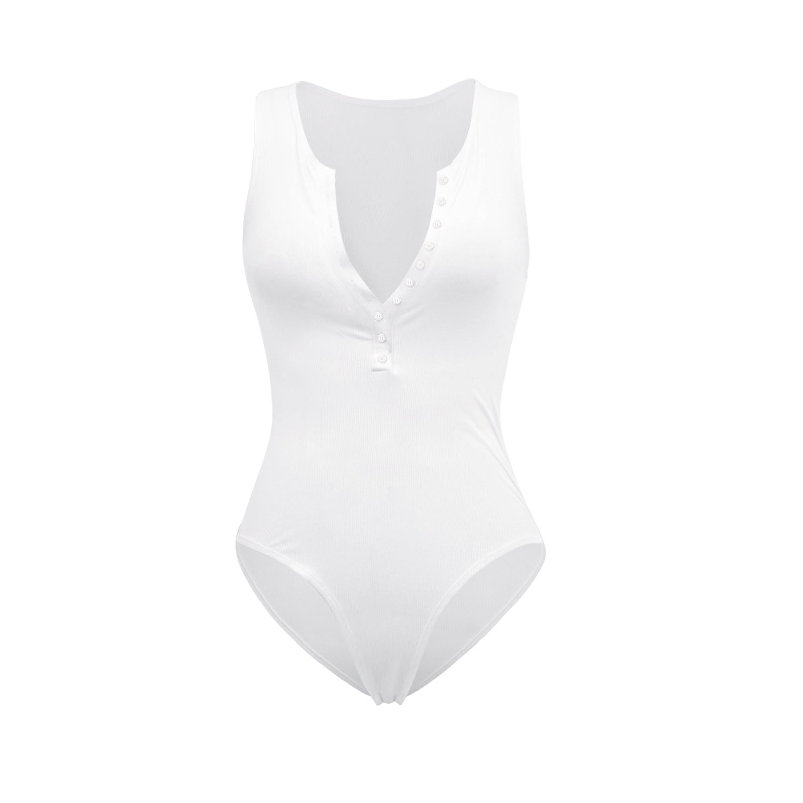 Bodysuit Tights Summer Street Women Thread Vest Solid Color Buttons 