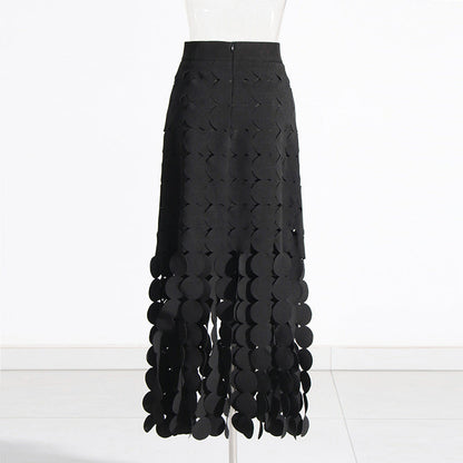 Skirt High Waist Dress Early Spring Stitching Wafer Tassel Skirt