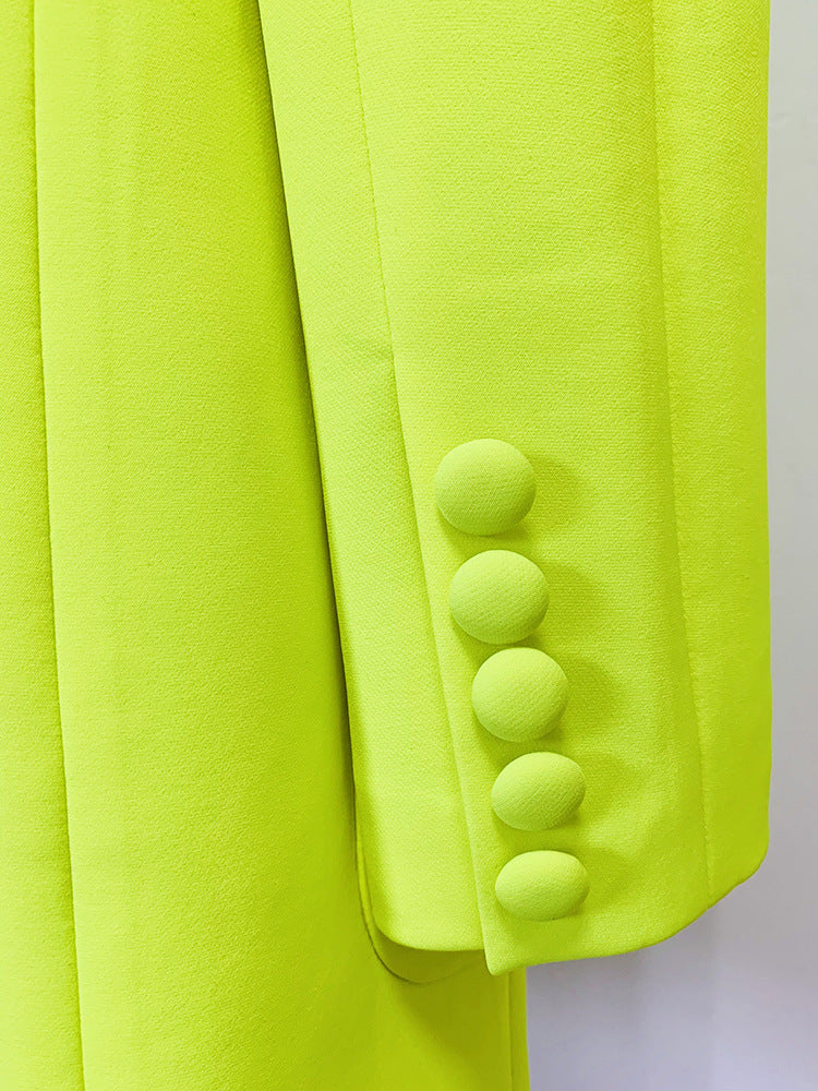 Blazer Cool Profile Shrug Double Breasted Mid Length Fluorescent Yellow