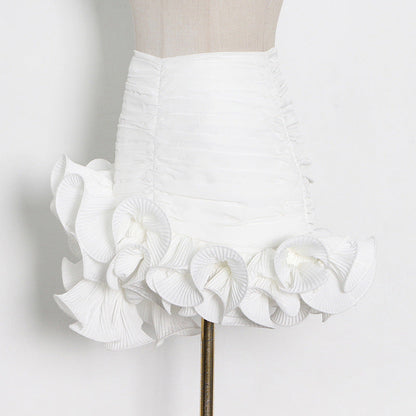 Skirt Design Pettiskirt Milky White Package Hip Stitching Skirt Women