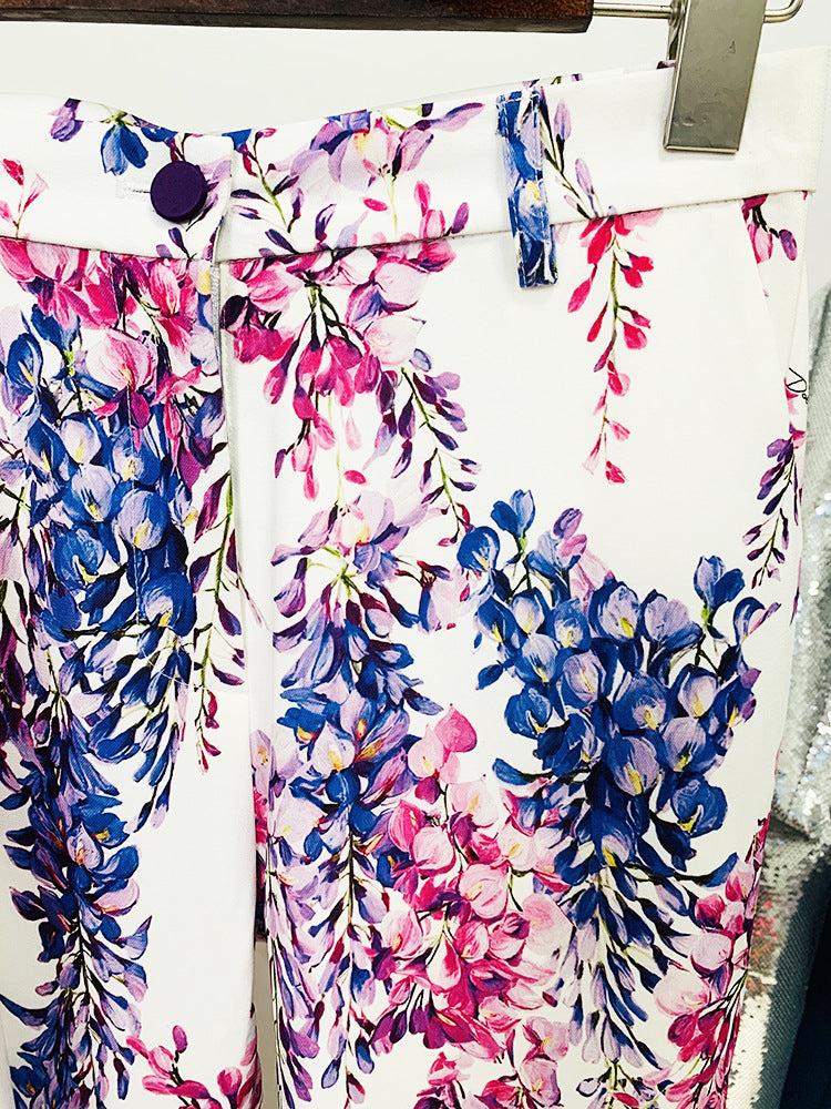 Suit Good Star Digital Printing Mid-Length Skinny Trousers Blazer wear