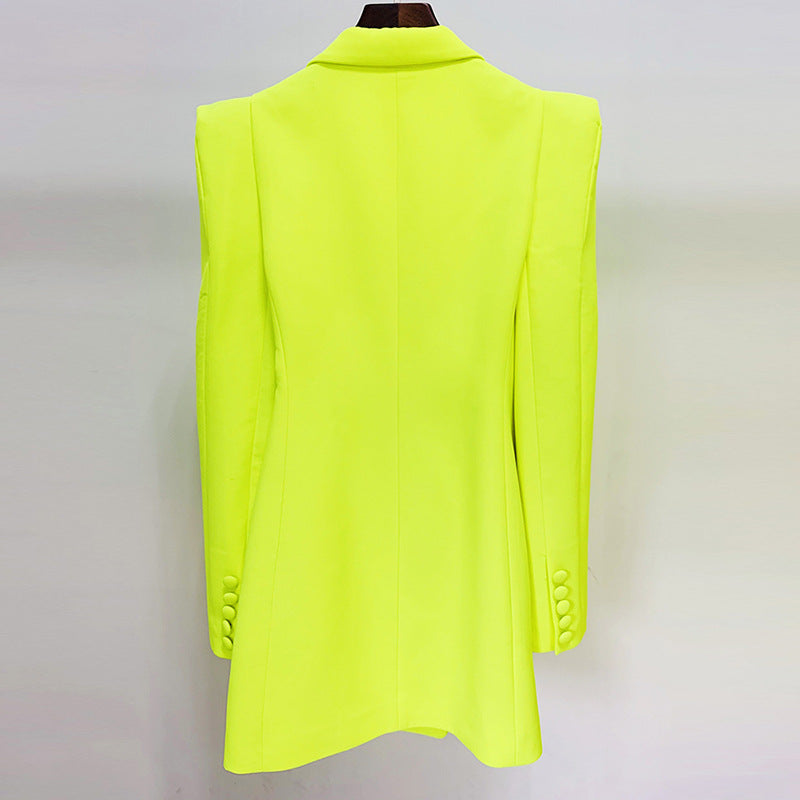 Blazer Cool Profile Shrug Double Breasted Mid Length Fluorescent Yellow