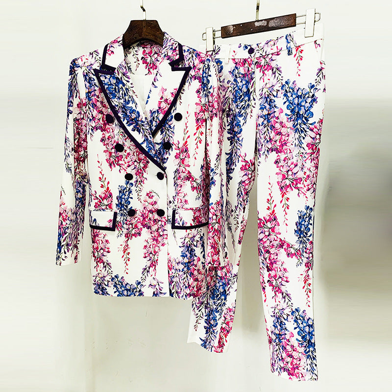 Suit Good Star Digital Printing Mid-Length Skinny Trousers Blazer wear