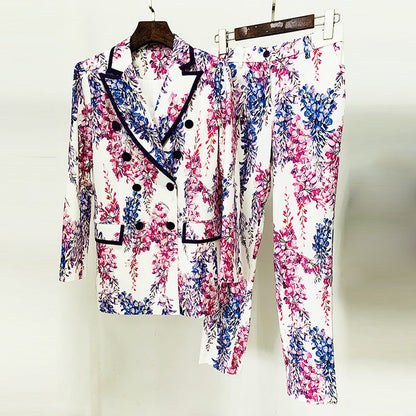 Suit Good Star Digital Printing Mid-Length Skinny Trousers Blazer wear