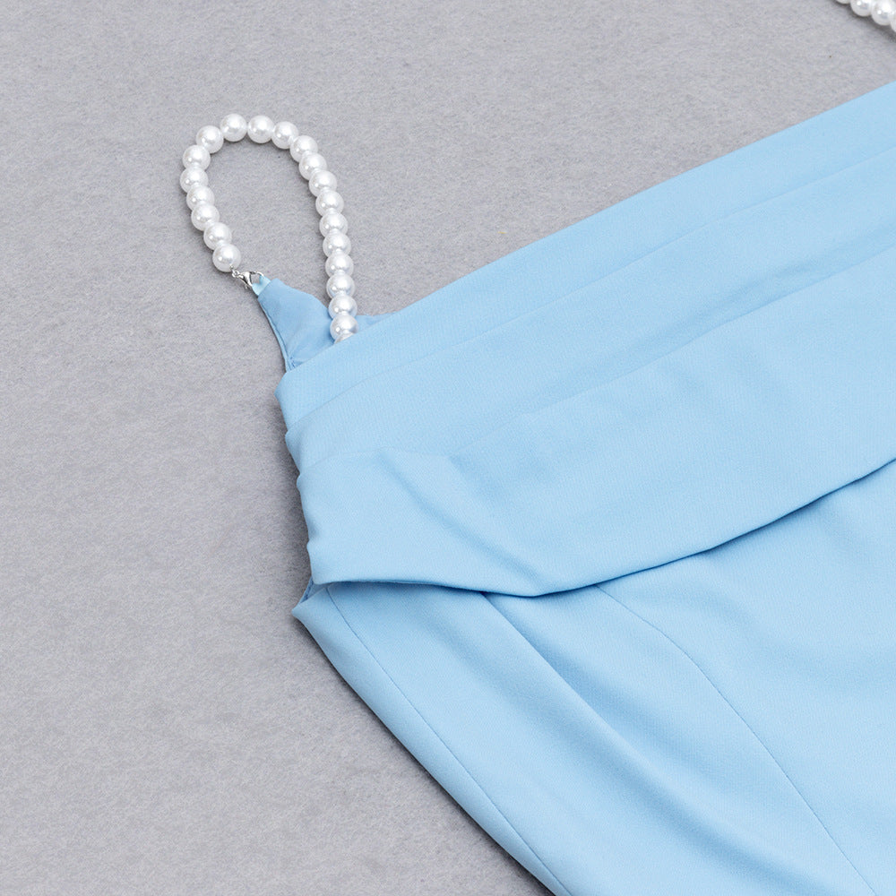 Dress Retro Sexy Sling Backless Pleated Slim Wide Leg One  Piece Long