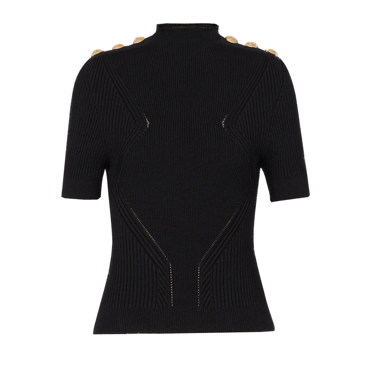 Summer Women Classic High Quality Shoulder Button Short Sleeve