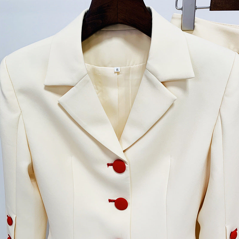 Star Slim Fitting Cool Cut Red Button Blazer Trousers