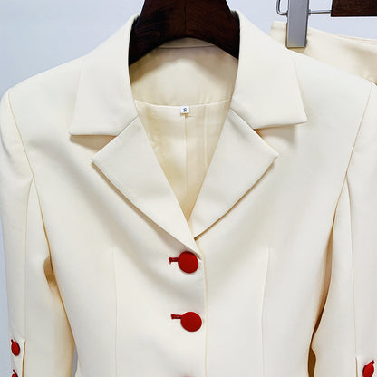 Star Slim Fitting Cool Cut Red Button Blazer Trousers