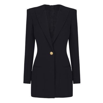 Spring Autumn High Solid Color Long Sleeve Slim Fit Office Ladies Business Dress Women
