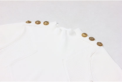 Summer Women Classic High Quality Shoulder Button Short Sleeve