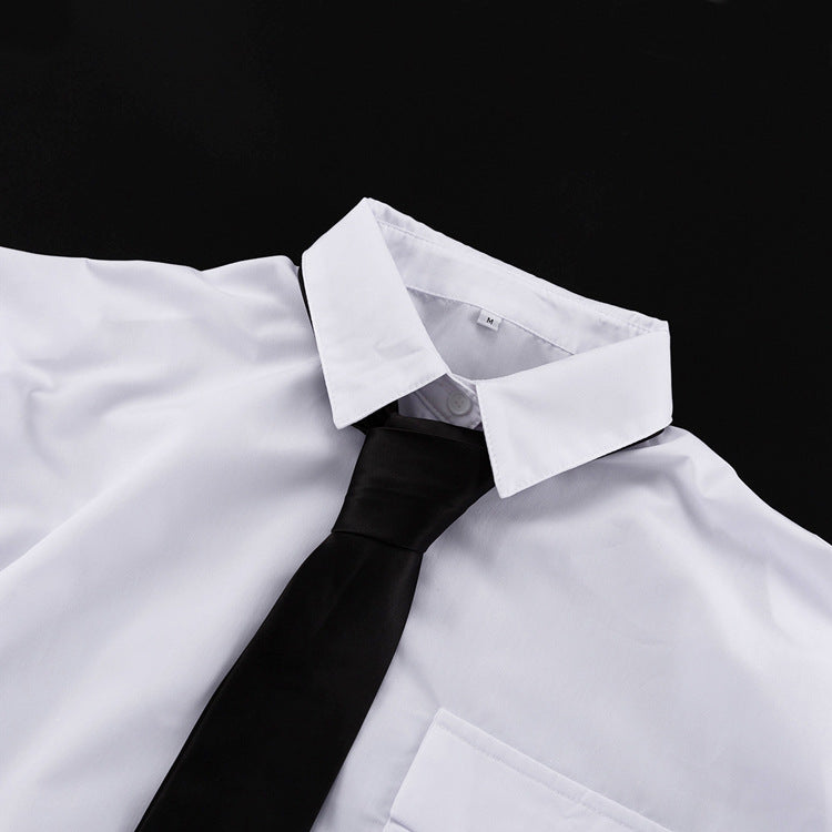 Autumn Women Long Sleeved Collared Shirt Women Niche Tie White Shirt