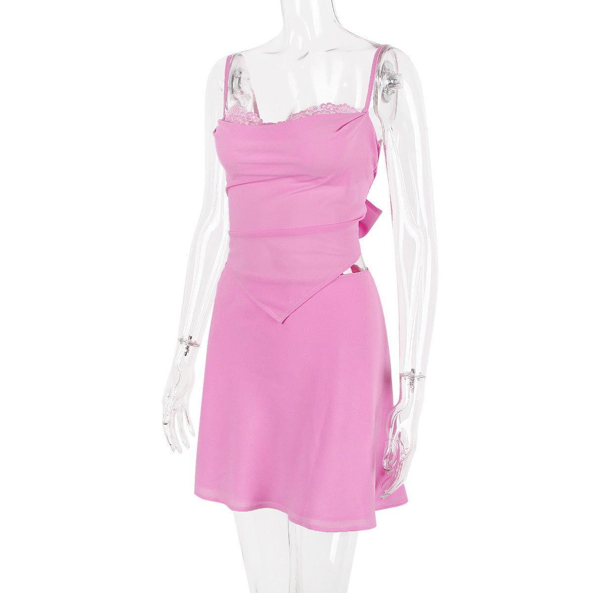 Gown for Women Sexy hem Irregular Asymmetric Small Sling Sexy Set lace