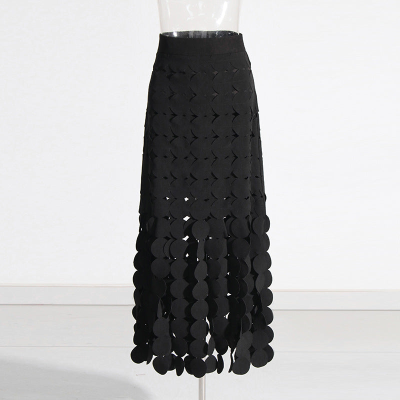 Skirt High Waist Dress Early Spring Stitching Wafer Tassel Skirt
