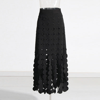 Skirt High Waist Dress Early Spring Stitching Wafer Tassel Skirt
