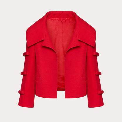 Goods Early Spring Star Hollowed Bow 3/4 Sleeve Short Cardigan Coat