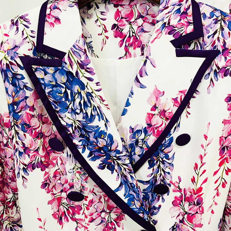 Suit Good Star Digital Printing Mid-Length Skinny Trousers Blazer wear