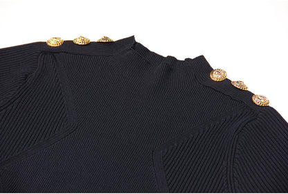 Summer Women Classic High Quality Shoulder Button Short Sleeve
