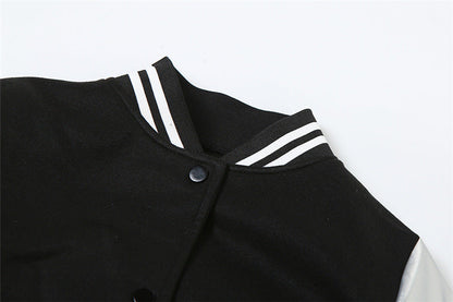 Coated Fabric jacket Women Clothing Embroidery Stitching Metallic hood