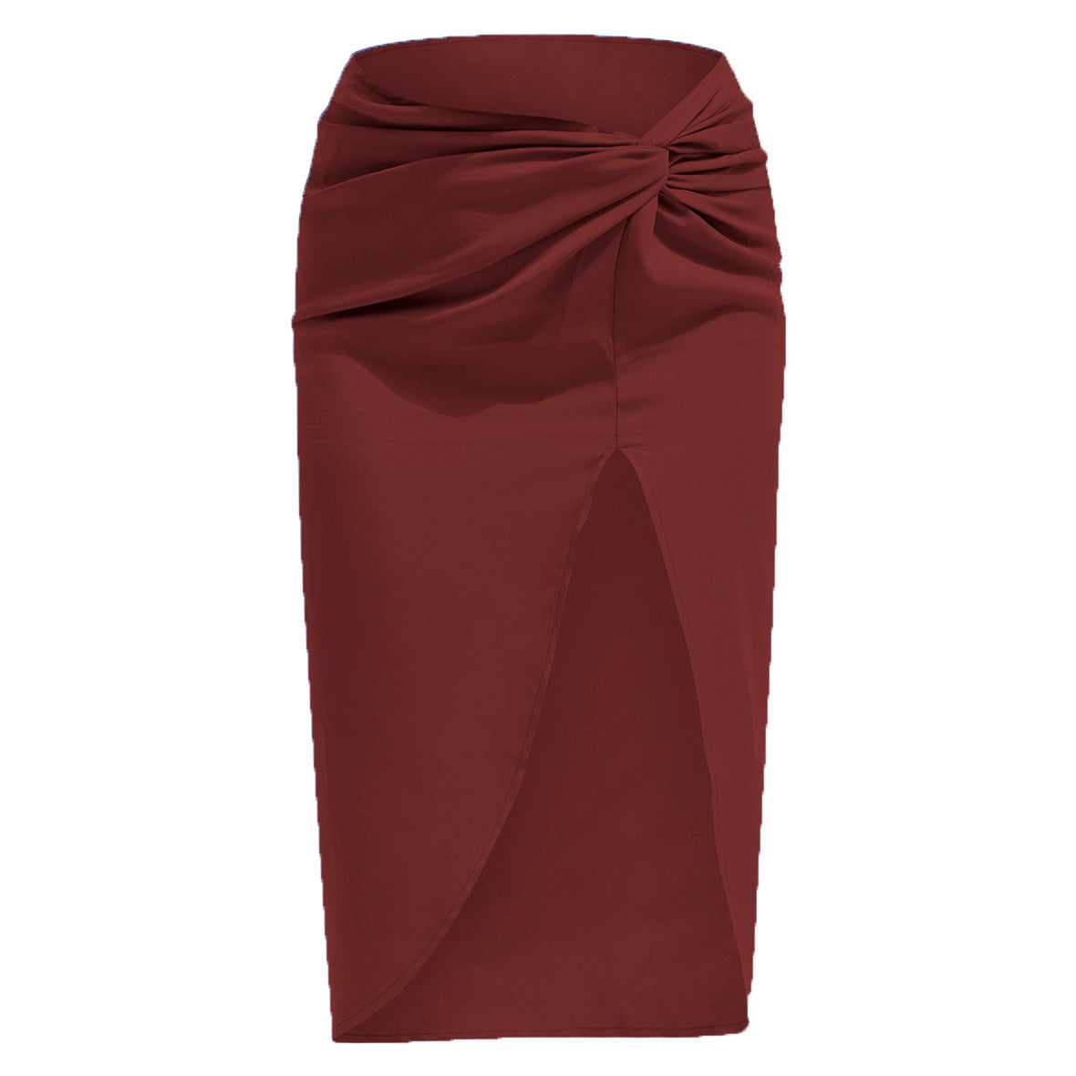 Long Skirt High Waist French Twist Skirt Sexy Satin Split with Zipper