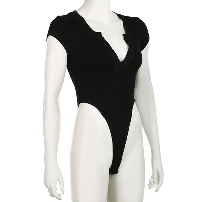 V-Neck Jumpsuit Women Clothing V neck Sexy Tight Short Sleeved T shirt