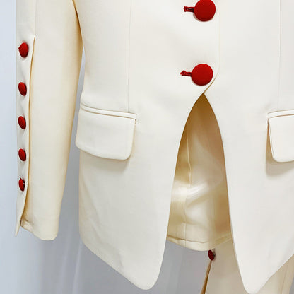 Star Slim Fitting Cool Cut Red Button Blazer Trousers