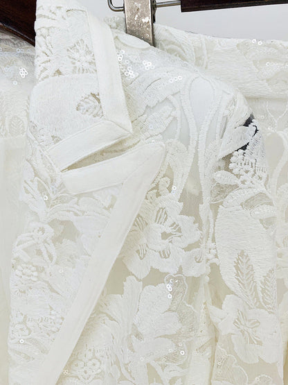 embroidery sequined blazer 