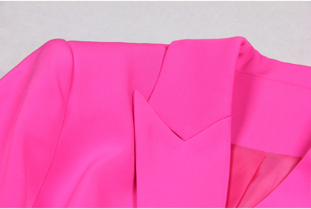High Ostrich Feather Long Sleeve Slim Fit Office Women Business Skirt Sets