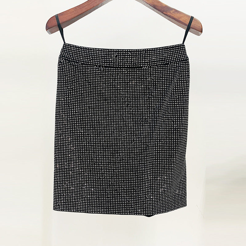   Knitted Top  Net Yarn Stitching Drilling Top Drilling Skirt