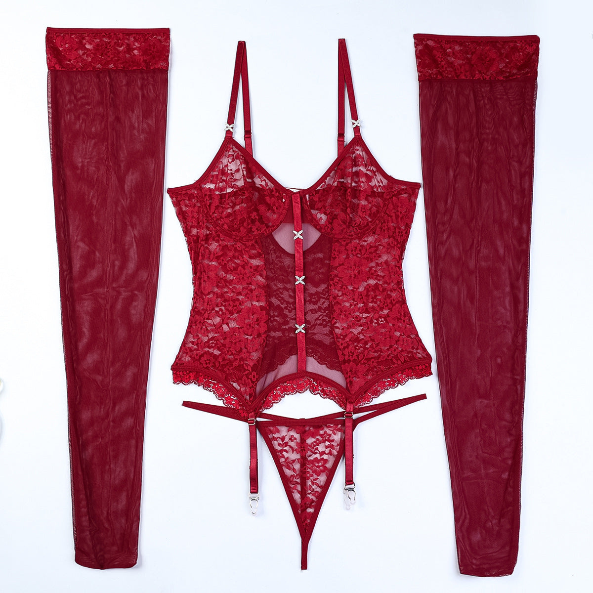 Luxury Underwear Temptation Thigh High Socks Three Piece Set through