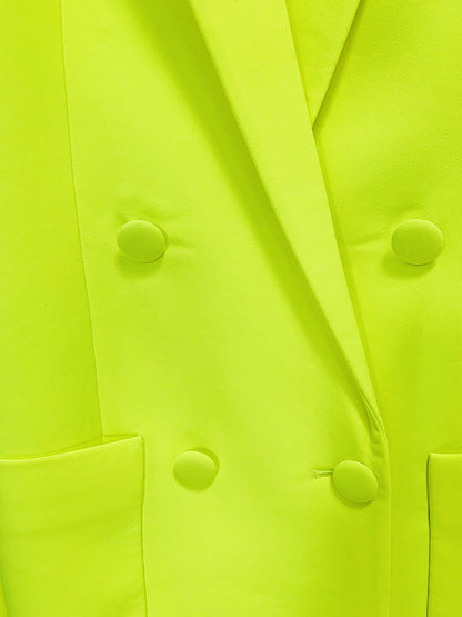 Blazer Cool Profile Shrug Double Breasted Mid Length Fluorescent Yellow
