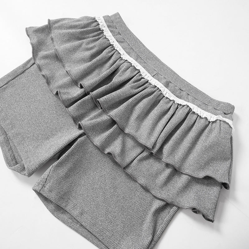 Women Summer pants Sweet Spicies Ruffled layered Culottes Lace Shorts.