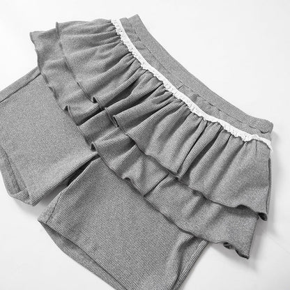 Women Summer pants Sweet Spicies Ruffled layered Culottes Lace Shorts.